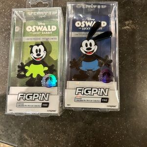 2023 Disney Parks Pin FiGPiN #1182 #1183 Ortensia & Oswald the Lucky Rabbit Set